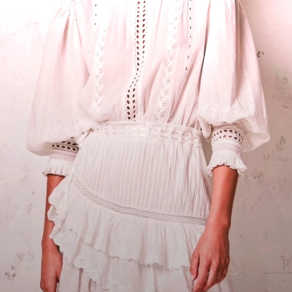 Loveshackfancy White Ecru Lorelei Dress Size XS Bohemian Festival - Picture 6 of 16